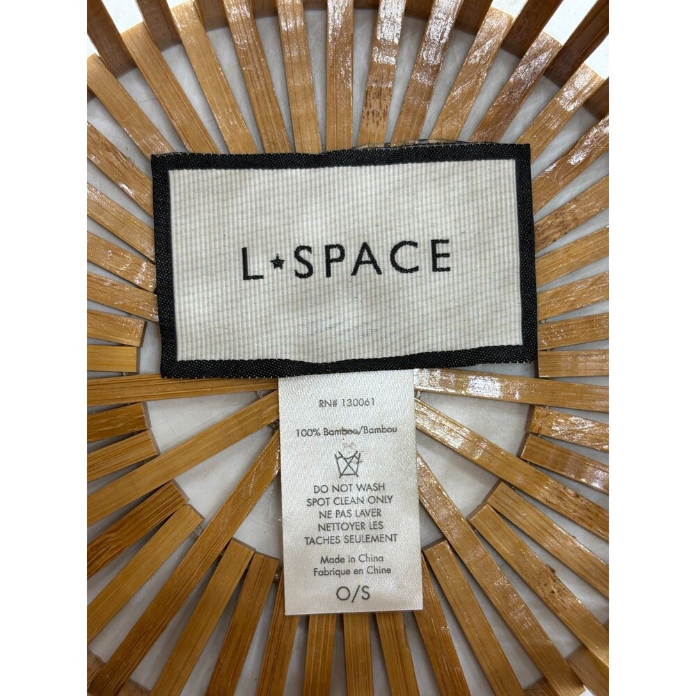 L*Space Casanova Handbag Natural Wood Beaded Vacation Bucket Bag 9" - Picture 6 of 13